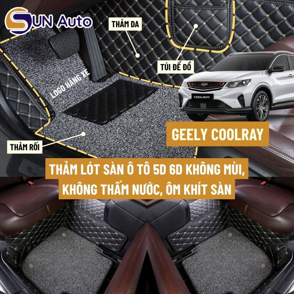 Thảm lót sàn ô tô 6D GEELY COOLRAY , da cao cấp, không mùi, chống thấm nước