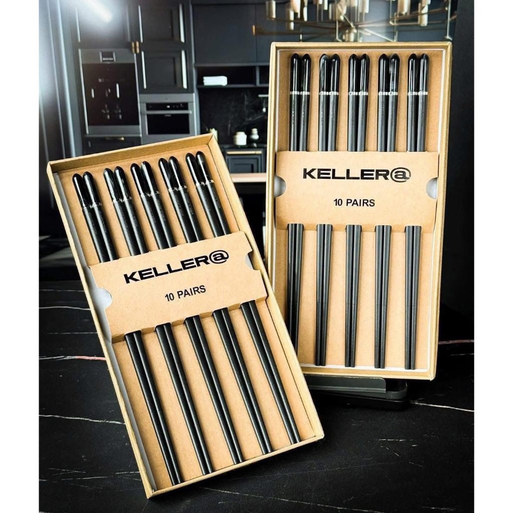 Set 10 Đôi Đũa Chuôi Đá Đen Sang Trọng - Keller@Germany Mẫu Mới T10/2025