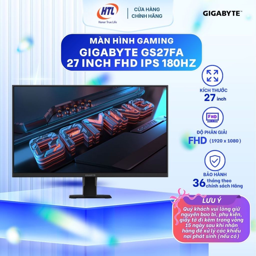 Màn hình Gaming GIGABYTE GS27FA 27 inch FHD IPS 180Hz (HÀNG CHÍNH HÃNG)