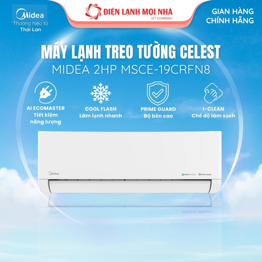 Điều Hòa|Máy Lạnh Midea MSCE-19CRFN8 Celest Inverter – Làm Lạnh Nhanh, Tiết Kiệm Điện, Làm Sạch Tự Đ