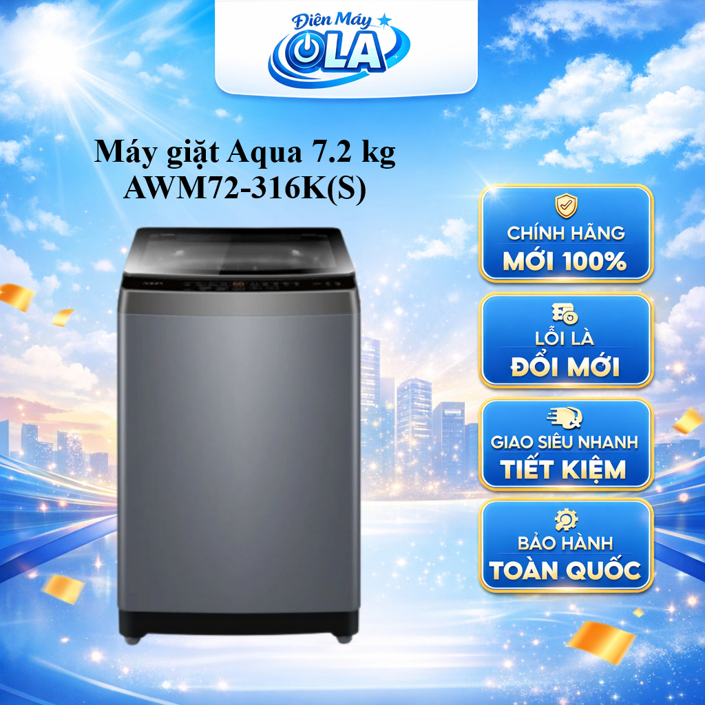 AWM72-316K(S) - Máy giặt cửa trên Aqua 7.2 kg AWM72-316K(S) - GIAO TOÀN QUỐC