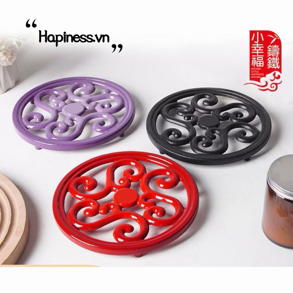 Tấm gang cách nhiệt, lót nồi tráng men HAPPINESS
