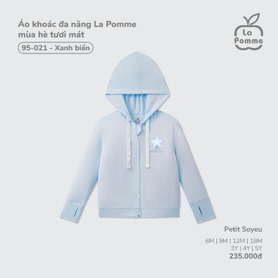 Áo chống nắng/Áo khoác đa năng La Pomme- Bé trai/ bé gái từ 8-20kg- thoáng mát,khoá kéo êm mượt, dễ dàng thao tác- 6M-5Y