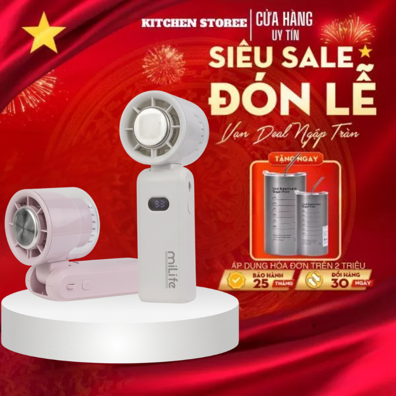 Quạt cầm tay sò lạnh miLife F3P tích pin 18 tiếng
