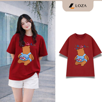 Áo thun unisex nam nữ in hình GẤU chất liệu thun 100% cotton LOZA UX30 - US8543