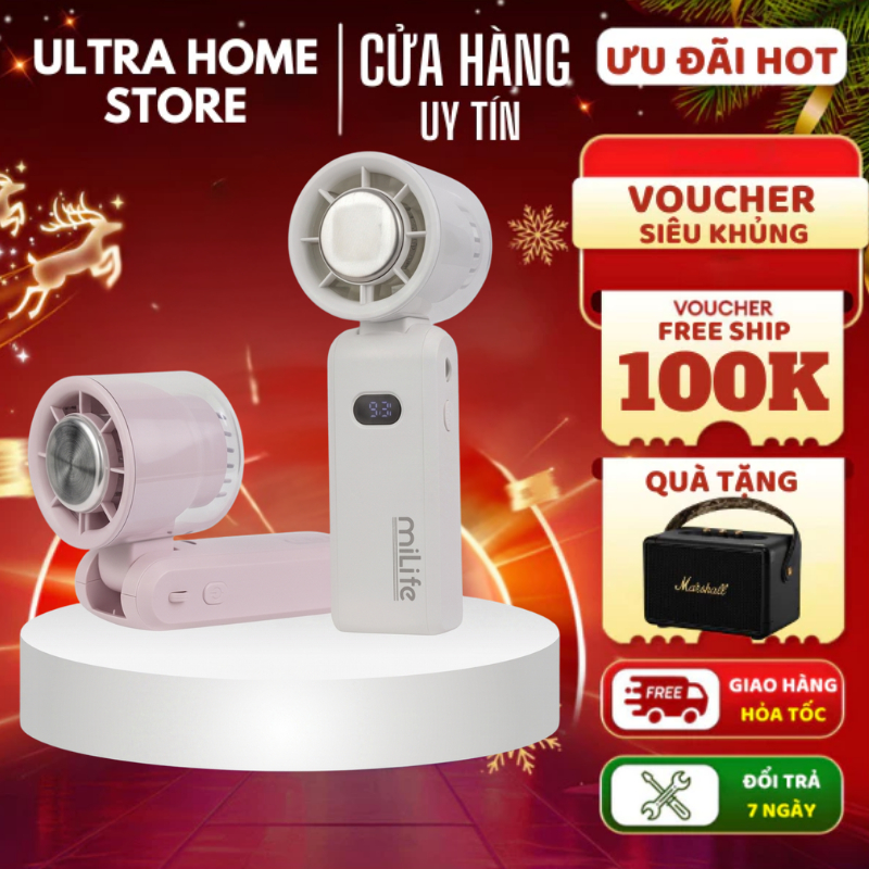 Quạt cầm tay sò lạnh miLife F3P tích pin 18 tiếng