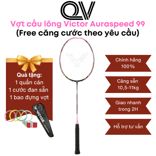 Vợt cầu lông Victor Auraspeed 99 Đen/hồng chính hãng Quốc Việt Badminton