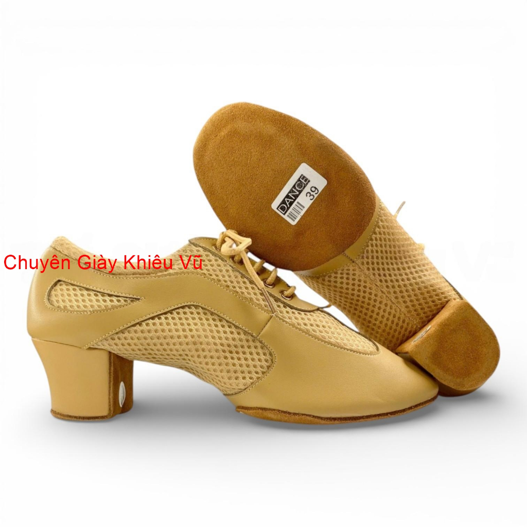 Giày Tập Khiêu Vũ Dancesport 9235 KDance Gót 5cm (9235K5P) - Da (Tặng Túi Đựng Giày)(Form nhỏ nên tă