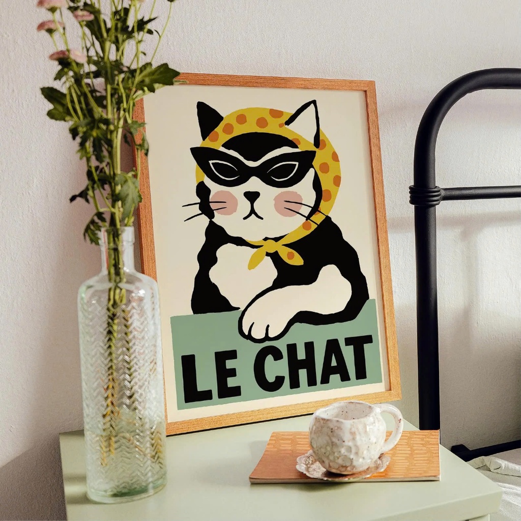 [Giảm 20%] Tranh Treo Tường Hình Mèo Dễ Thương Decor Phòng Khách, Phòng Ngủ, Homestay