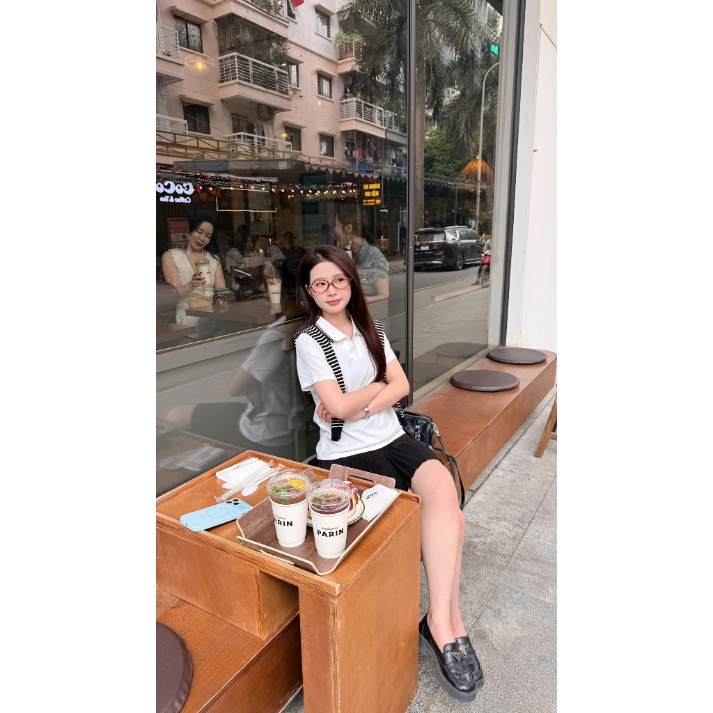 Áo Polo Nữ Cổ V Dệt  Kim Thêu Nơ - Thanh Lịch Sang Trọng Phù Hợp Mọi Hoạt  Động  Trong  Ngày ( M26) | BigBuy360 - bigbuy360.vn