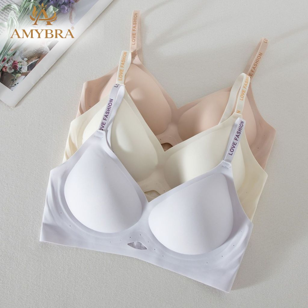 [Combo Tiết Kiệm] Combo Áo Ngực Nữ Đúc Su Không Gọng, Áo Lot Nữ Mút Mỏng Tàng Hình AMYBRA A960