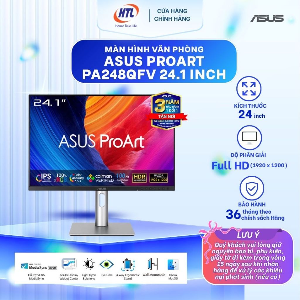 Màn Hình ASUS ProArt PA248QFV 24.1 inch WUXGA IPS 100Hz (HÀNG CHÍNH HÃNG)