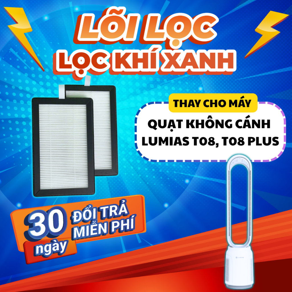 Bộ lọc LocKhiXanh® tương thích cho Lõi lọc không khí Quạt không cánh Lumias T08/ T08 PLUS/ Lumias Bu