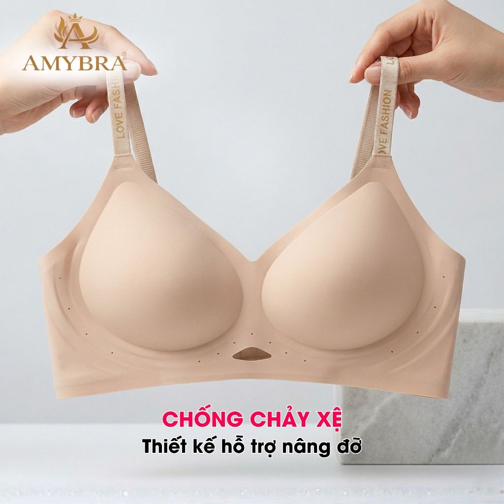 Áo Lót Nữ Không Gọng Mút Mỏng Cao Cấp, Áo Ngực Nữ Dây Viền Chữ Gợi Cảm Co Giãn Thoải Mái AMYBRA A960