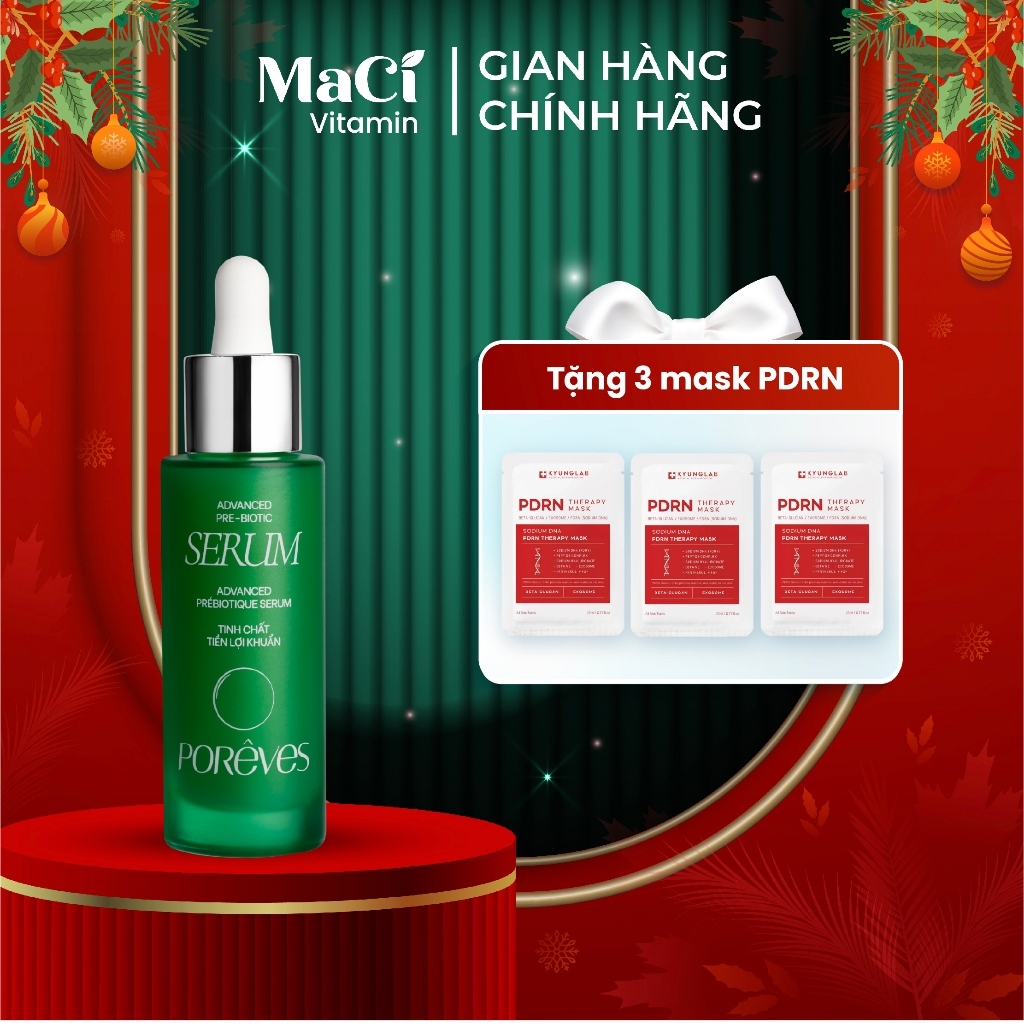 Serum tiền lợi khuẩn Poreves PORÊVES Advanced Prebiotic Serum Hỗ Trợ Cân Bằng Chiết Xuất Rau Má