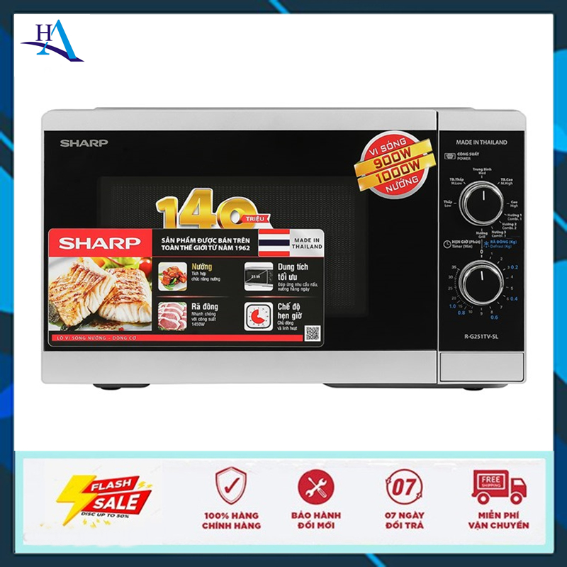Lò vi sóng có nướng Sharp R-G251TV-SL 25 lít (Free Ship Nội Thành TP.HCM-Ngoài Tỉnh Liên Hệ Shop)
