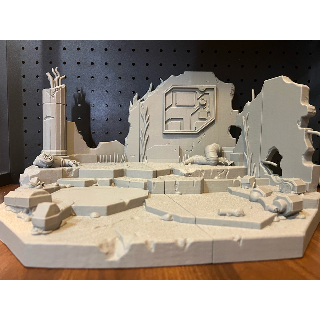 Mô Hình Diorama Nền Đổ Nát Phong Cách Sci-Fi – Đế Trưng Bày Figure (Phù Hợp Mewtwo/Pokemon) – Resin/