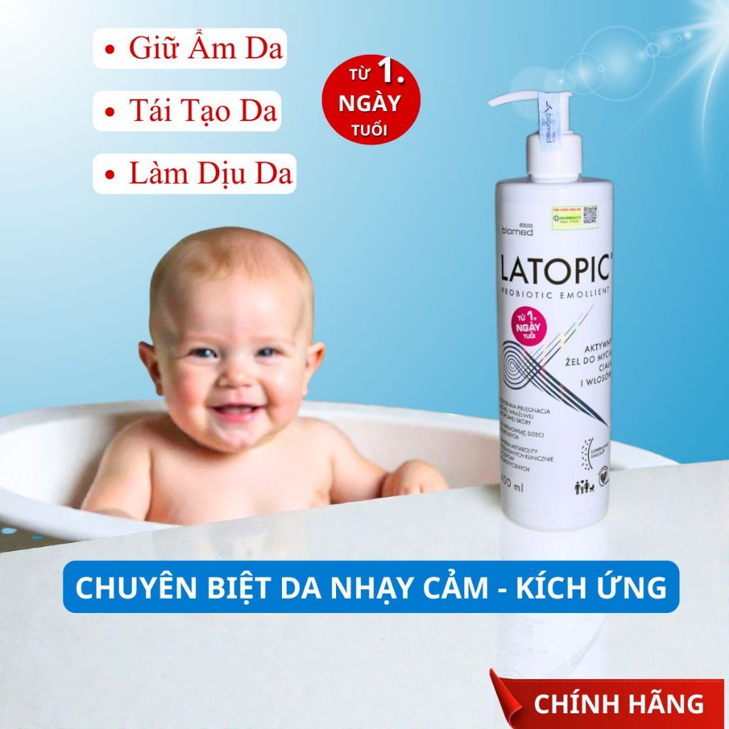 Gel Tắm Gội Dưỡng Ẩm Dịu Nhẹ LATOPIC Cho Bé Sữa Tắm Ngừa Viêm Da Cơ Địa Chàm Sữa Dị Ứng Chính Hãng