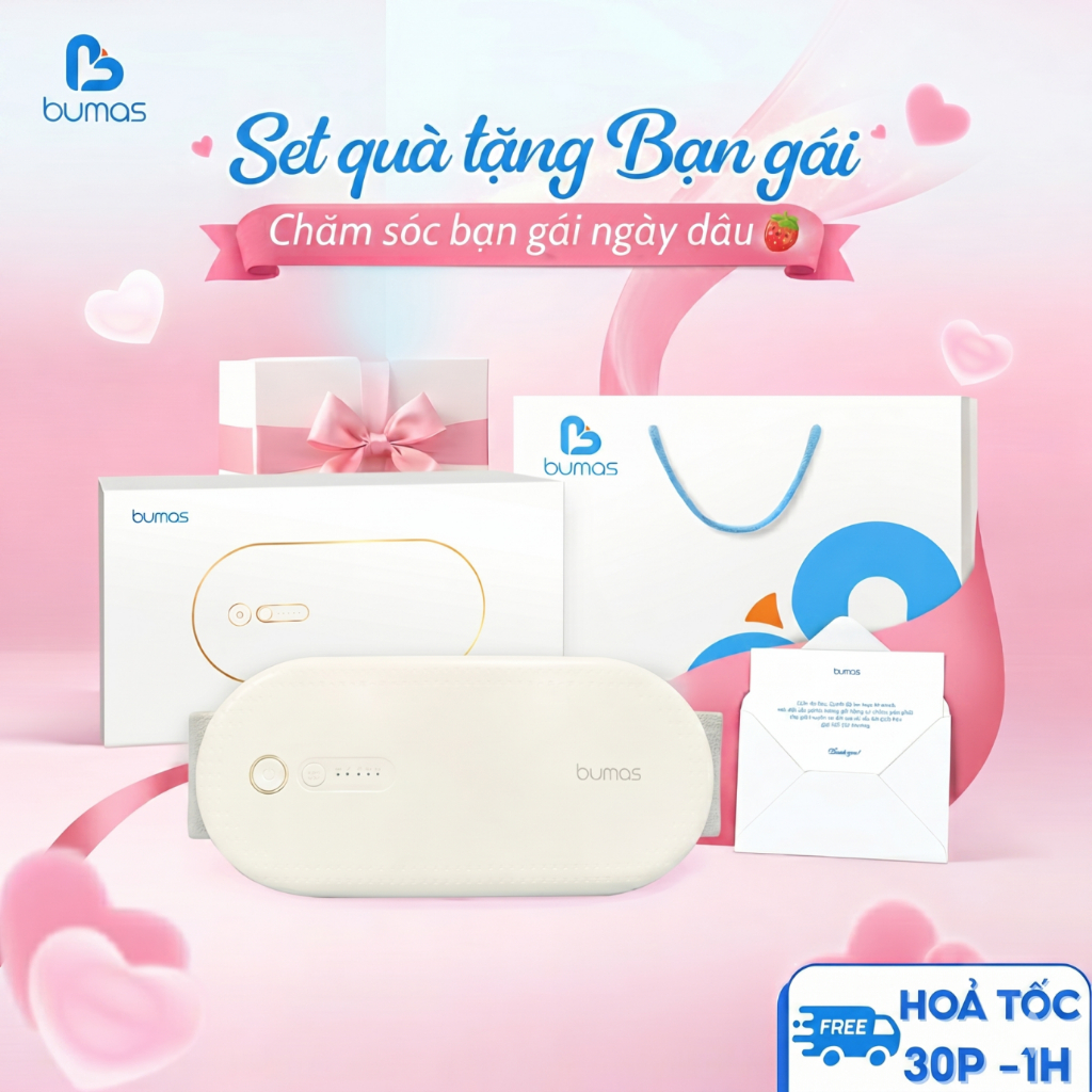 Máy Massage Bụng Kinh - Giảm Đau Bụng Kinh - BUMAS BU01 - Đai Chườm Nóng - Quà Tặng Bạn Gái
