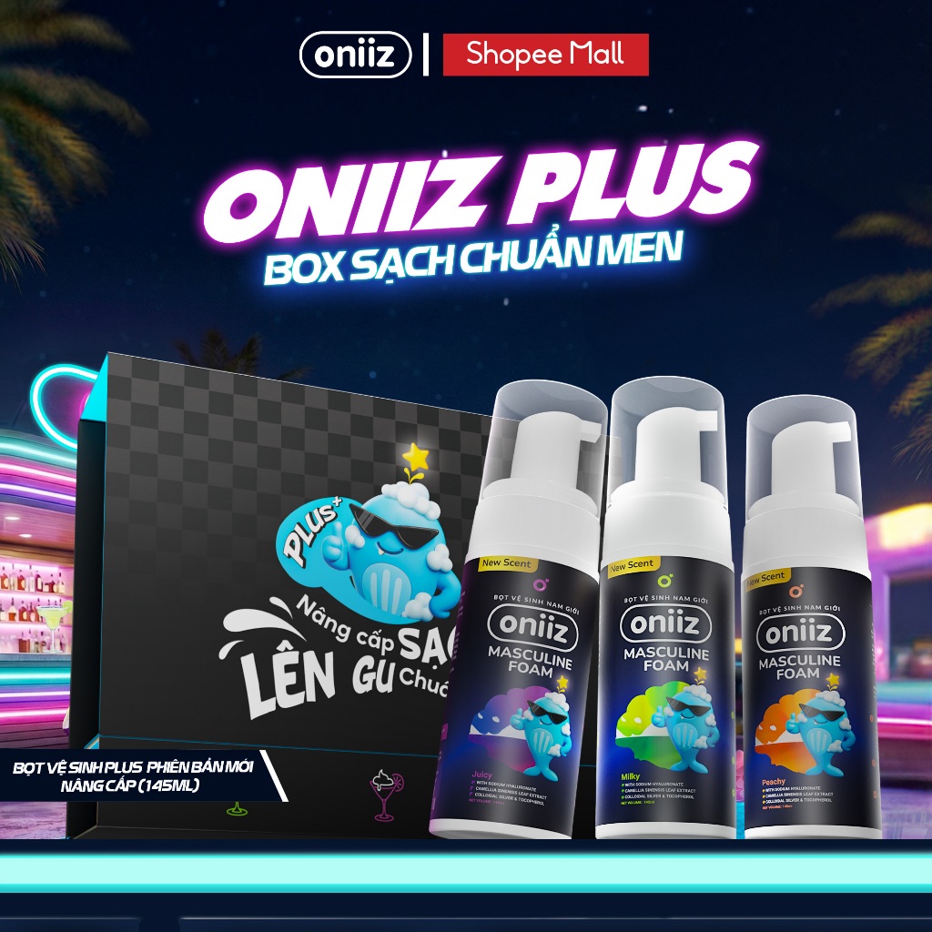 Box Sạch Chuẩn Men - Bọt vệ sinh nam giới Oniiz Plus Dung dịch Masculine Foam sạch sâu, dưỡng ẩm 145