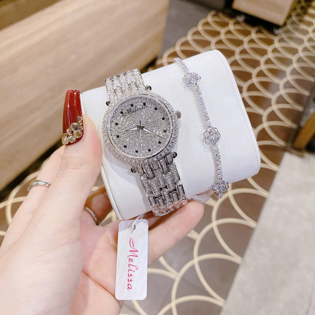 [Chính Hãng 100%] Đồng Hồ Nữ Melissa F8040 (8040) Máy Quartz (Pin) Kính Khoáng Mặt Siz 36mm Fullbox
