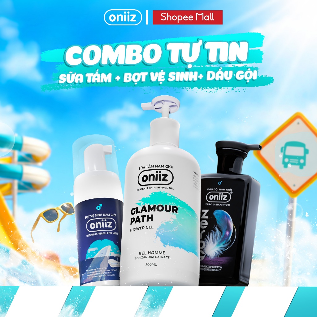 Combo Tự Tin - Bọt vệ sinh nam giới, Sữa tắm hương nước hoa Oniiz, Dầu gội nam tính mới