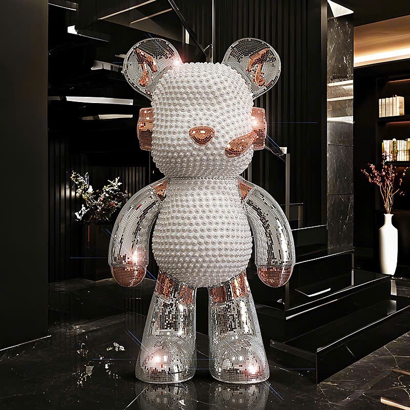 [SIZE 125cm] Tượng Gấu BearBrich DJ  Có Loa Bluetooth, đính ngọc trai decor phòng khách Mod Decor