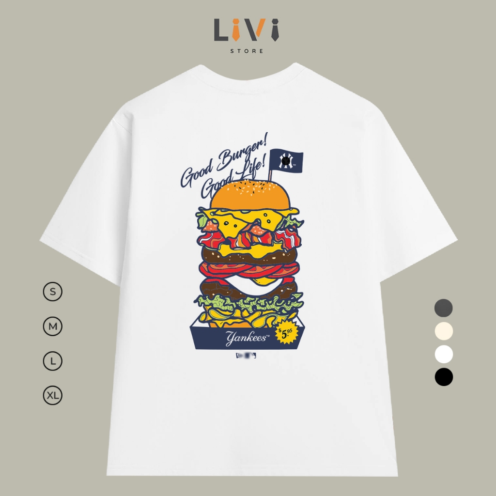 Áo thun MLB Burger Nam Nữ Unisex Form Rộng LIVI126 - Livi Store