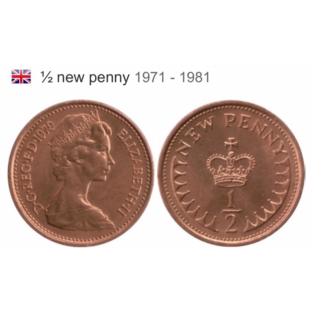 Đồng xu 1/2 New penny của Anh 1971 - 1981