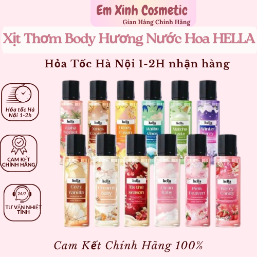 Xịt thơm body mist hương nước hoa Hella Beauty 250ml lưu hương lâu,an toàn cho da Hà Nội
