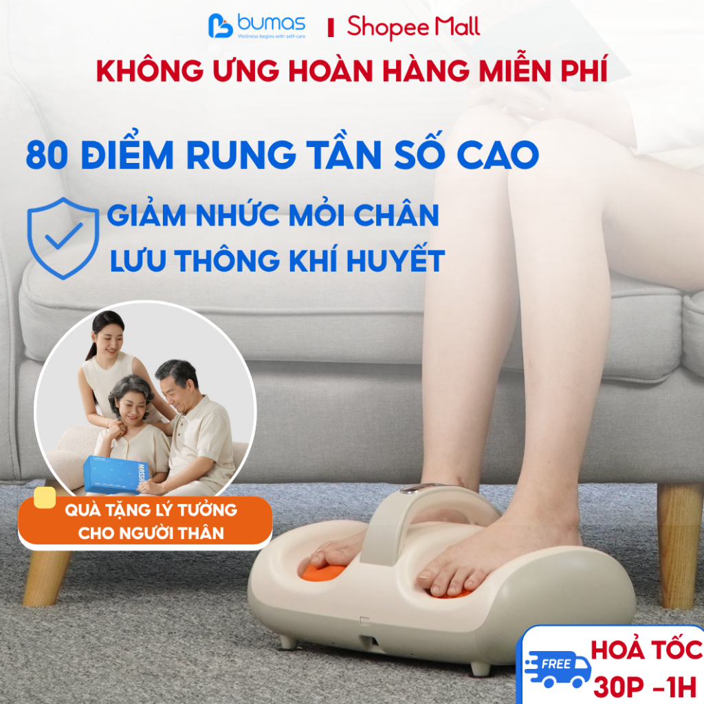 Máy Massage Chân BUMAS M15 - Giảm Nhức Mỏi Bàn Chân, Tê Bì, Bấm Huyệt Rung Thư Giãn Tại Nhà