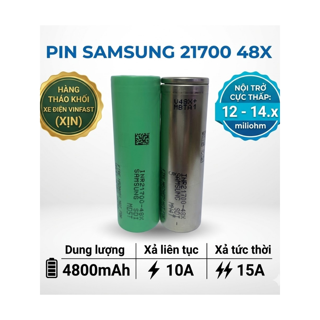 Khối Cell Tháo Sẳn 21700 Samsung – 48X Dung lượng 4800mah 20A Xe VF8 - VF9