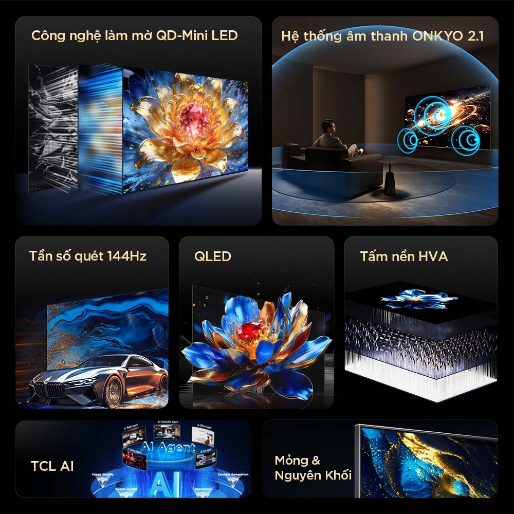 【QD-Mini】55inch , 4K QD-MiniLED Google TV TCL 55T8D  2026 mới , Tần Số Quét 144Hz, ONKYO 2.1, Lắp 0Đ HN HCM | BigBuy360 - bigbuy360.vn