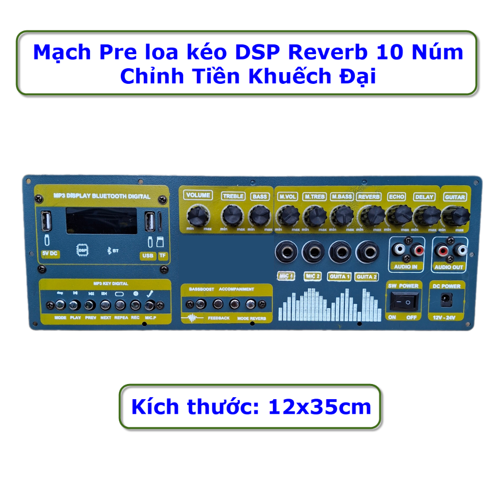[DPA] Mạch Pre DSP Reverb 10 Nút – Pre Loa Kéo Chỉnh Âm Cực Hay, Có Bluetooth