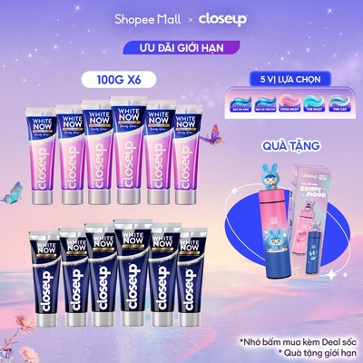 [SHOPEEVIP] Combo 6 Kem đánh răng Closeup White Now - Trắng Bật Tông 3X TỨC THÌ với Công nghệ Ánh Sáng Xanh 100g