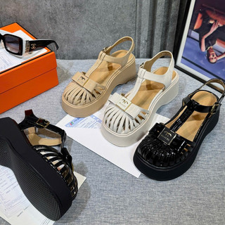 Sandal Xuồng 6p Mũi Rọ Nơ Da Mềm Êm Fullbox Cao Cấp