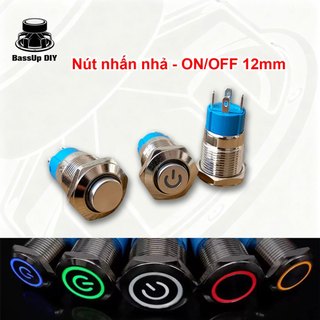 Nút nhấn công tắc on/off tự giữ có đèn led vỏ inox chống nước chống gỉ sét kích thước 12mm