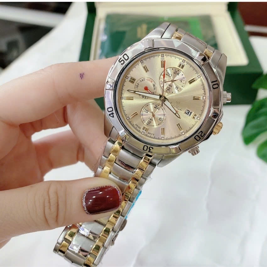 Đồng hồ đeo tay nam thể thao 0asis OP máy pin size 44mm fullbox dây kim loại cao cấp chống nước