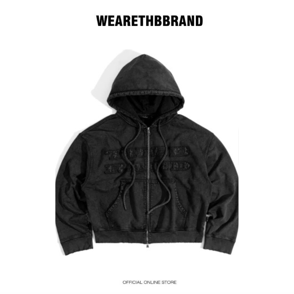 ÁO HOODIE THBB WASHED HOODIE ZIP FW25 - BLACK.