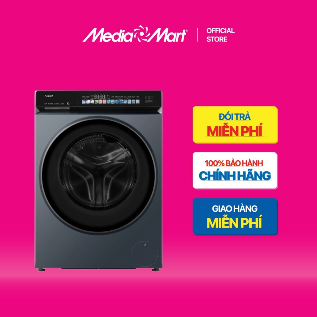 [ Mediamart Mall ] Máy giặt lồng ngang AQUA 10 Kg AW10-BD4377U1L(GN) BH chính hãng,Ship 0đ