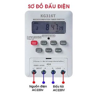 Timer hẹn giờ bật tắt điện tự động KG316T 40A 220v tắt mở tự động công suất lớn 6000W Timer hẹn giờ thông minh