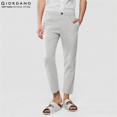 GIORDANO Quần Lửng Linen Nam Dài Trên Mắt Cá Linen Ankle Pants 01126202