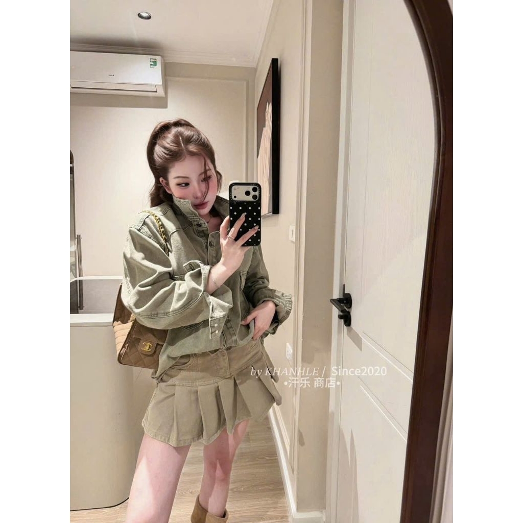 Áo Khoác Denim Wash Xám Form Rộng Cá Tính Hàn Quốc
