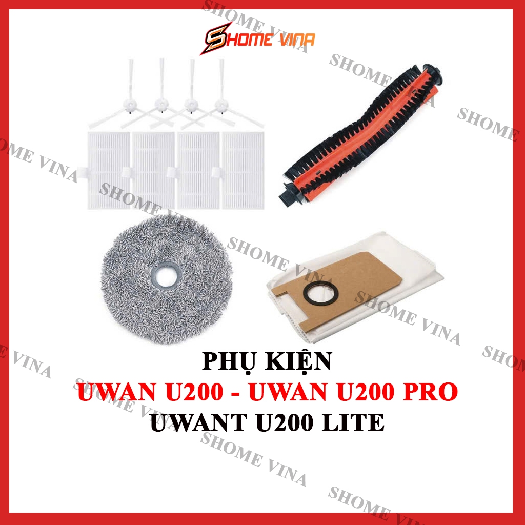 Robot hút bụi Uwant U200, Uwant U200 Lite, Uwan U200 Pro. Phụ kiện thay thế chổi quét, khăn lau