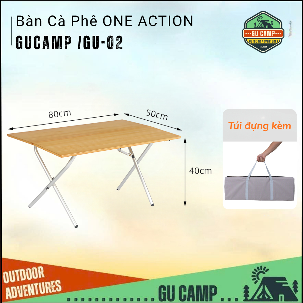 Bàn Cà Phê, Camping 1 Thao Tác Mở và Đóng One Action Gu Camp