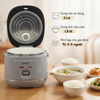Nồi Cơm Điện Goldsun GRC5007 Dung Tích 1,8L Nồi Cơm Cao Cấp Công Nghệ 3D Lòng Nồi Phủ Chống Dính