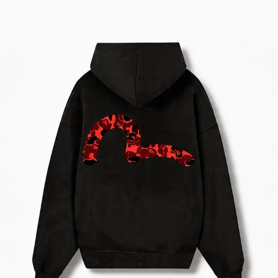 Áo Hoodie Bape Custom Hoạ Tiết Camo Đỏ Cực Chất | 100% Nỉ Bông - 380gsm