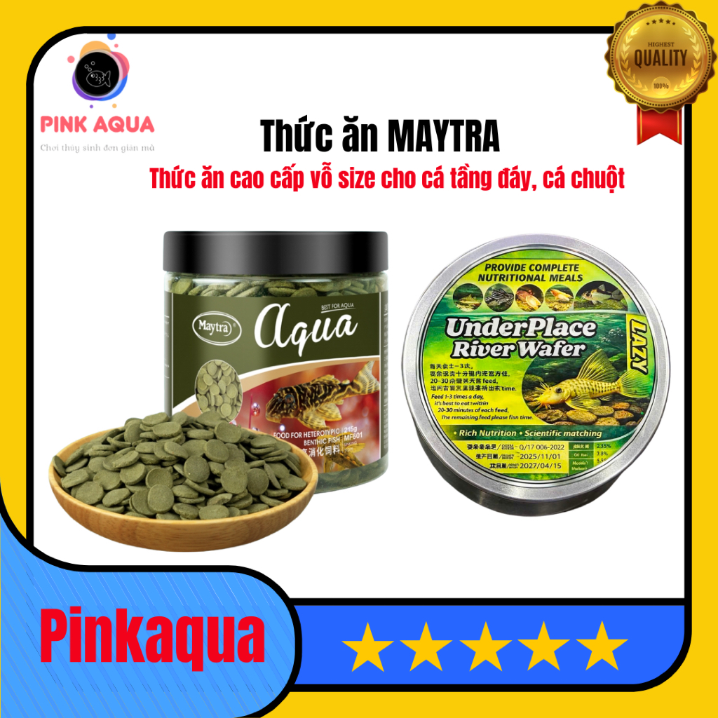 (Xả hàng)Thức ăn MAYTRA cho cá Pleco, cá chuột và các dòng cá tầng đáy - Cám cá Pleco, cám cá chuột
