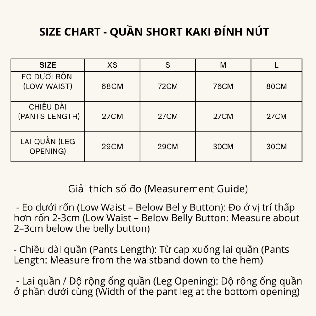 Quần short kaki đính nút - Aufra studio