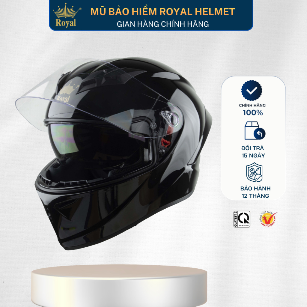 Mũ Bảo Hiểm Fullface Royal M266 Dòng 2 Kính Cao Cấp,  Nón Bảo Hiểm Full Face Đi Phượt Chính Hãng Bảo
